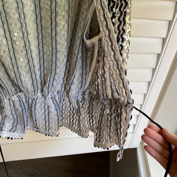 Vintage Black and White Sequin Sparkly Blazer - Picture 3 of 5